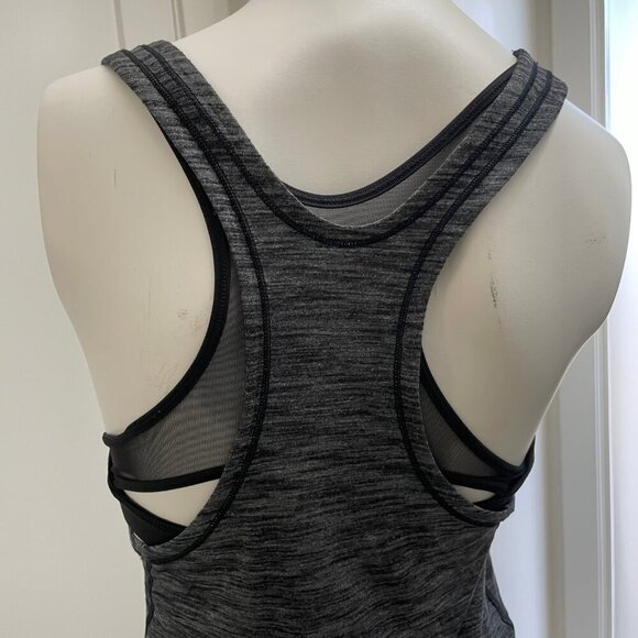Lululemon Glide and Stride 2 in 1 Luon Tank Top Circle Mesh Heathered Black Sz 6 - Picture 5 of 10